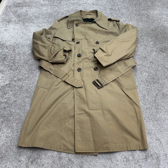 London Fog Vintage Trench Coat Long Jacket Mens 42 Brown Belted Double Breasted - Picture 1 of 16